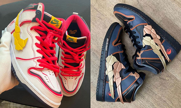 Gundam和Nike SB Dunk High联名鞋预览图片