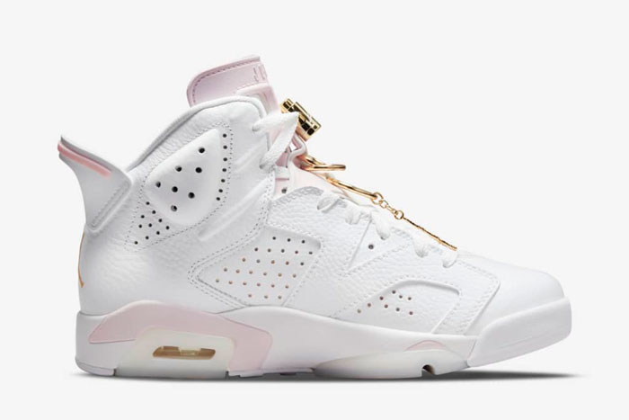 新款Air Jordan 6 WMNS “Gold Hoops”女性专属白粉配色篮球鞋曝光图片3