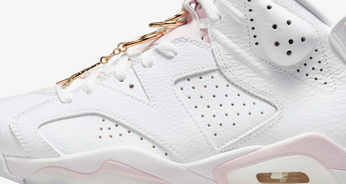 新款Air Jordan 6 WMNS “Gold Hoops”女性专属白粉配色篮球鞋曝光图片6