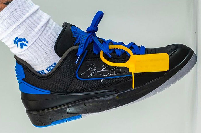 Off-White™和Air Jordan 2 Low「Black/Blue」联名鞋上脚图图片2