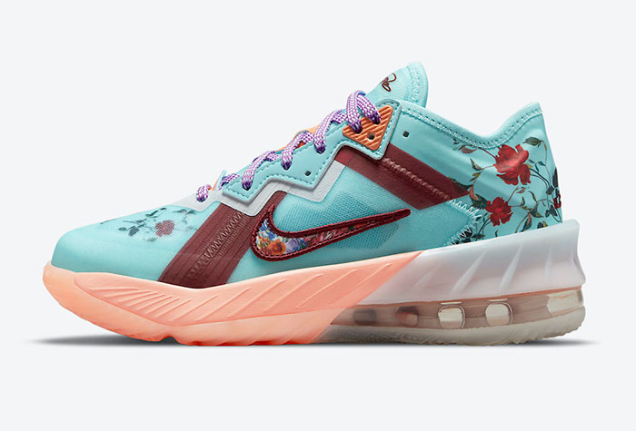 全新Nike LeBron 18 Low GS “Floral”花朵印花篮球鞋曝光图片1