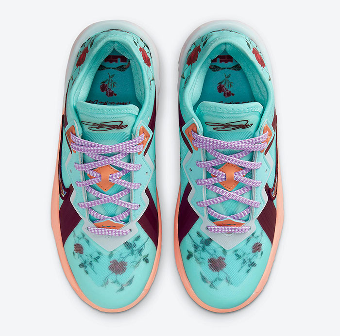 全新Nike LeBron 18 Low GS “Floral”花朵印花篮球鞋曝光图片3