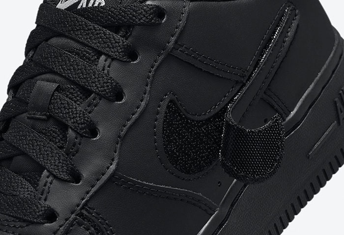 耐克推出全新Nike Air Force 1/1 “Black Crimson”纯黑可撕魔术贴鞋款图片5