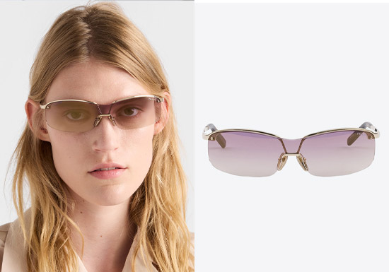 Prada Eyewear女士无框金属太阳镜上新图片