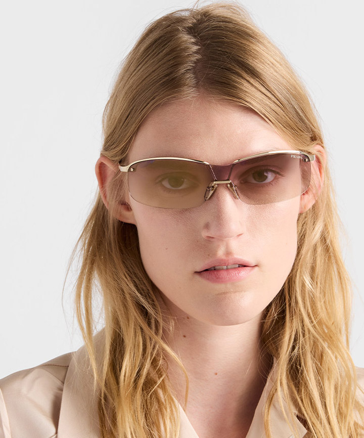 Prada Eyewear女士无框金属太阳镜上新图片